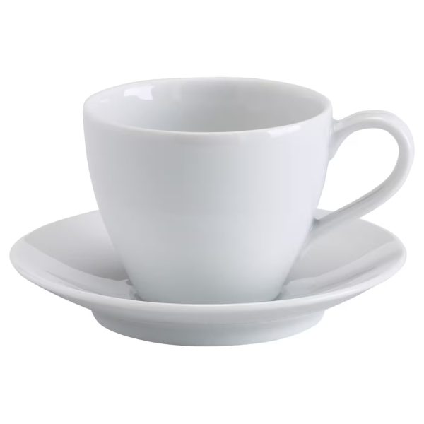 Neutral White Teacup + Saucer Set.