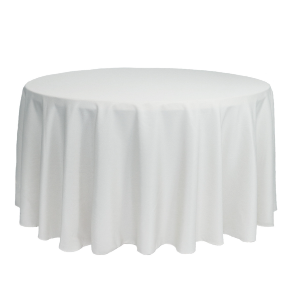 White Circular Tablecloth 120"